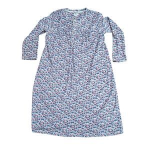 Aria Nightgown Floral Blue Pink Fleece Modest Cozy Womens Medium